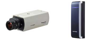 セキュリティカメラ（筒型カメラ）、カードリーダー入退室管理／Xpass